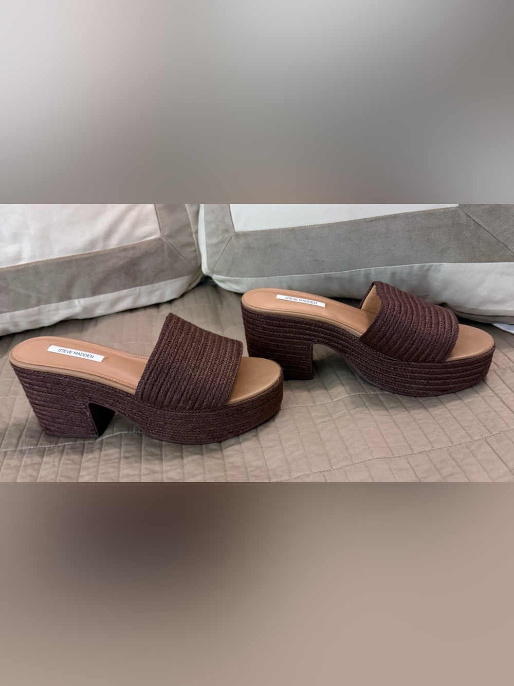 Steve Madden Dark Brown Chunky Platform Slide Mules